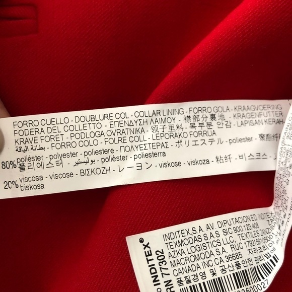 Zara Red Buttoned Power Blazer Small NWOT - Picture 5 of 6